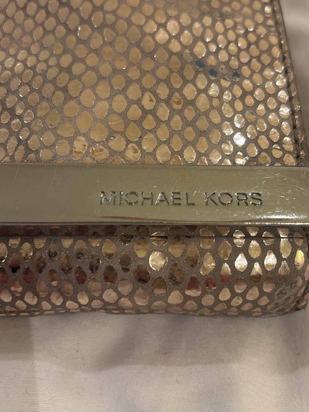 Michael Kors Metallic Gold Snake-Print Crossbody